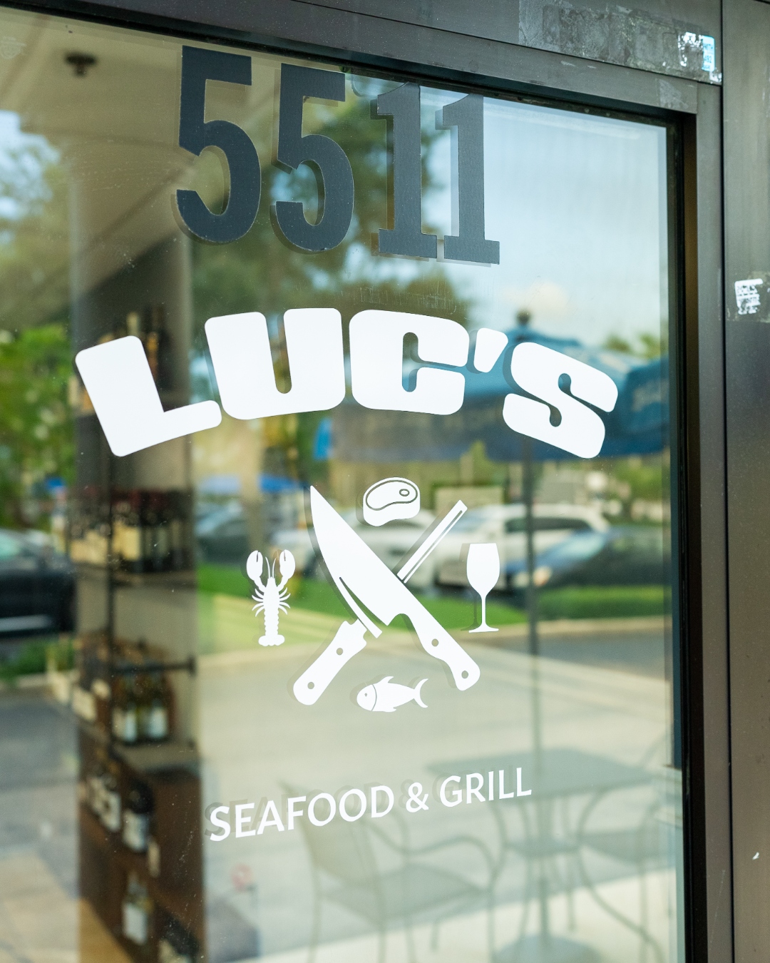 Front door of Luc's Seafood & Grill at 5511 S University Drive, Davie FL